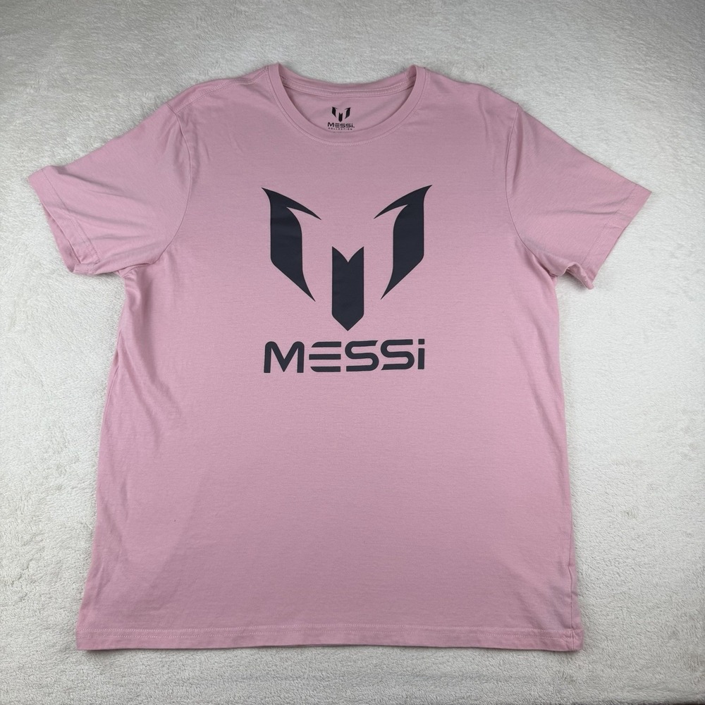MESSI Collection Logo Graphic Short Sleeve Tee Candy Pink Size‎ L Soccer NWOT